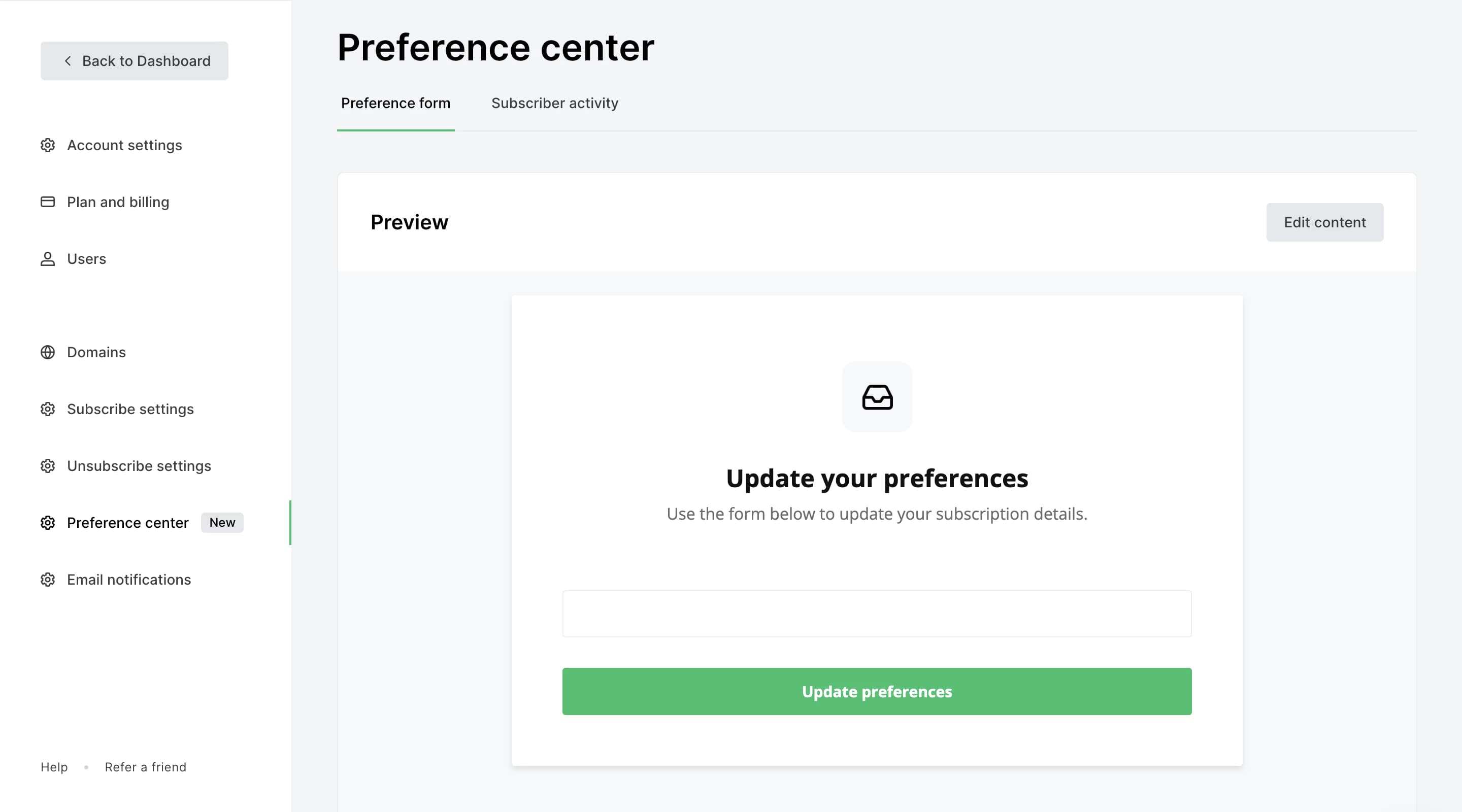 Advanced Preference Center